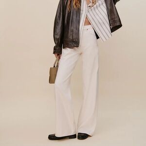 Reformation Cream Wide Leg Jeans